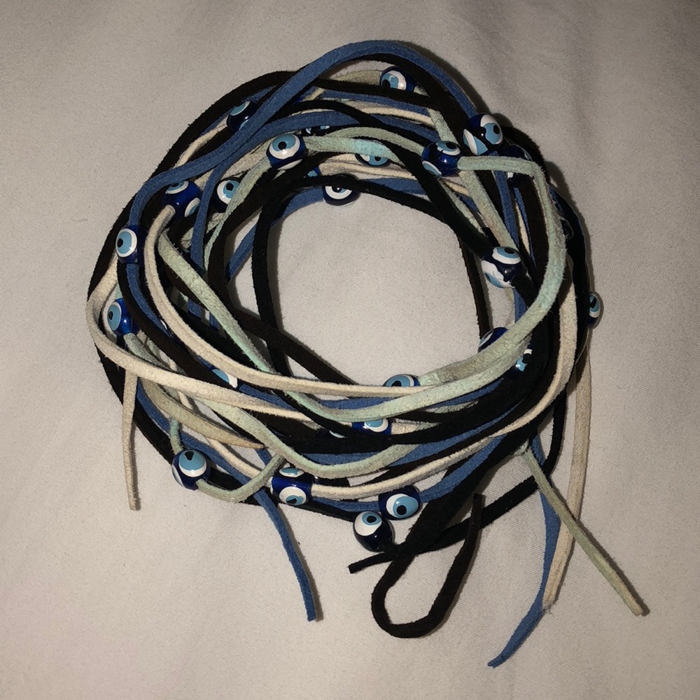 36 inches long (5 evil eye bracelets)